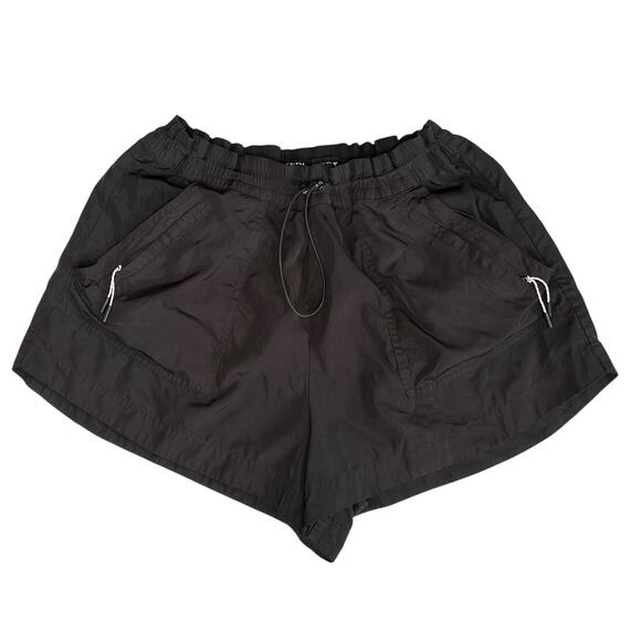 2/$30 Zara Water Repellent Athletic Shorts Black Zipper Pocket Drawstring Size M - Picture 5 of 12
